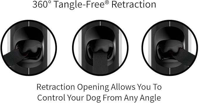 TUG 360° Tangle-Free Retractable Dog Leash with Anti-Slip Handle | 16 ft Strong Nylon Tape | One-Handed Brake, Pause, Lock (Small, White)