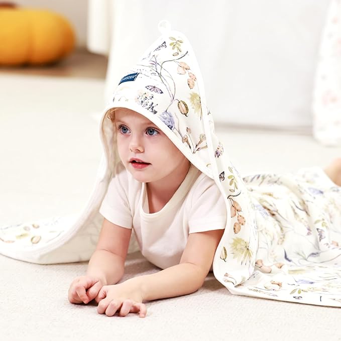 GRSSDER Baby Hooded Towel 2 Pack for Newborn, Super Soft Bath Towels with Original Design, Ultra Absorbent Knit Terry, Large Toddler Towels with Hood for Girls, Shower Gifts for Infant, 34"x 34"