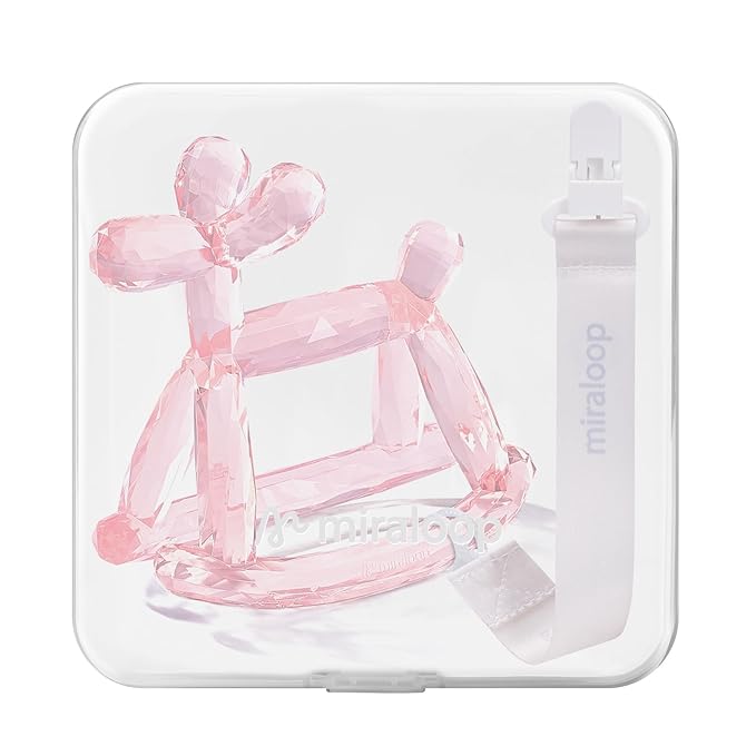 Crystal Jelly Baby Teether – Teething Toys 3-6 Months Food Grade Silicone Teether with Storage Box and Pacifier Clip, Safe for Babies (Rose Quartz Clip+Box)