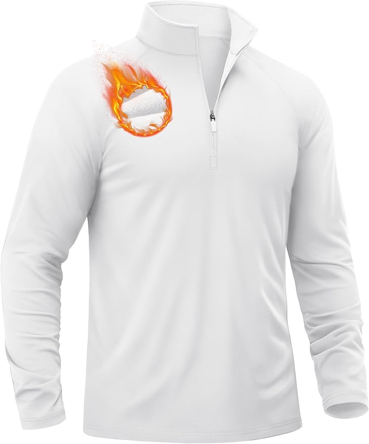 TACVASEN Men's Quarter Zip Pullover Fleece Lined Thermal Long Sleeve Golf Shirt 1/4 Zip Warm Winter Sweatshirts