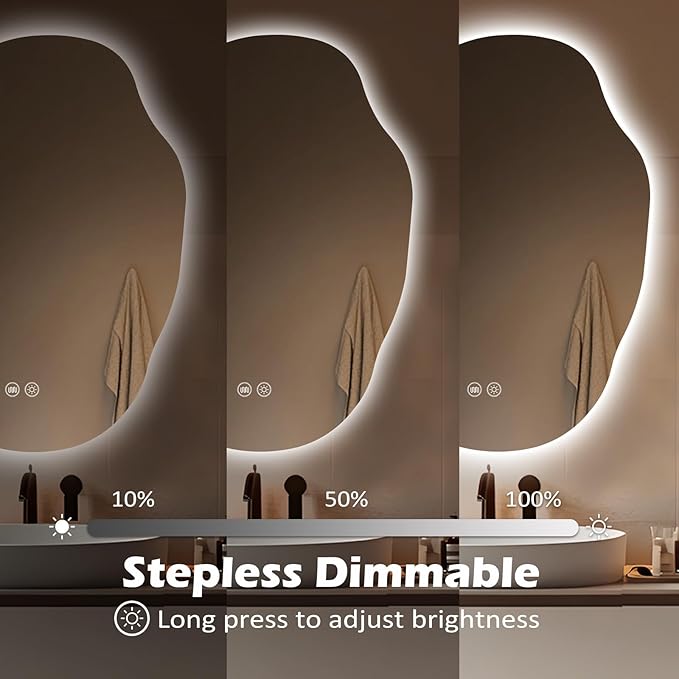 LED Bathroom Mirror with Lights, 22x30 Inch LED Bathroom Vanity Mirror Smart Backlit Mirror for Bathroom with 3 Colors, Dimmable, Anti-Fog, Memory, Al-Alloy Lampshade (Horizontal/Vertical)