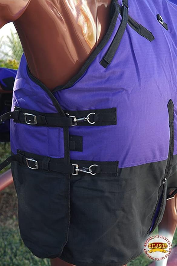 HILASON 1200D Winter Waterproof Poly Horse Turnout Blanket Belly Wrap Purple | 69 in
