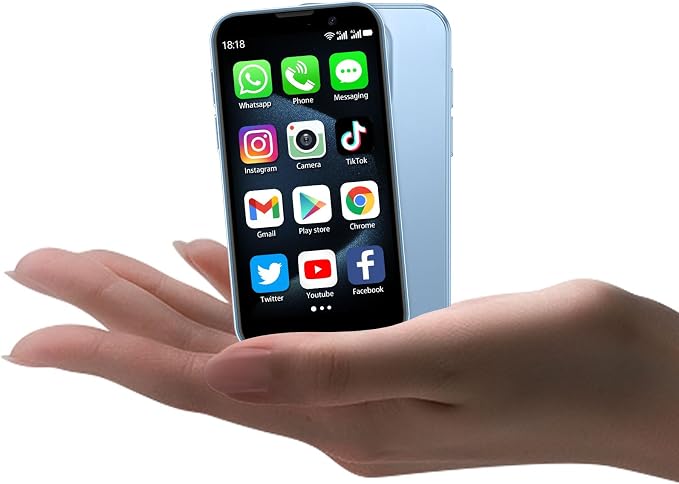 Mini Phone 3.0" HD Touch Screen Mini Smartphone World's Smallest Unlocked Android Compact Mobile Phone for Kids & Students Cell Phone wih GPS Dual SIM Face ID 2GB+16GB Blue