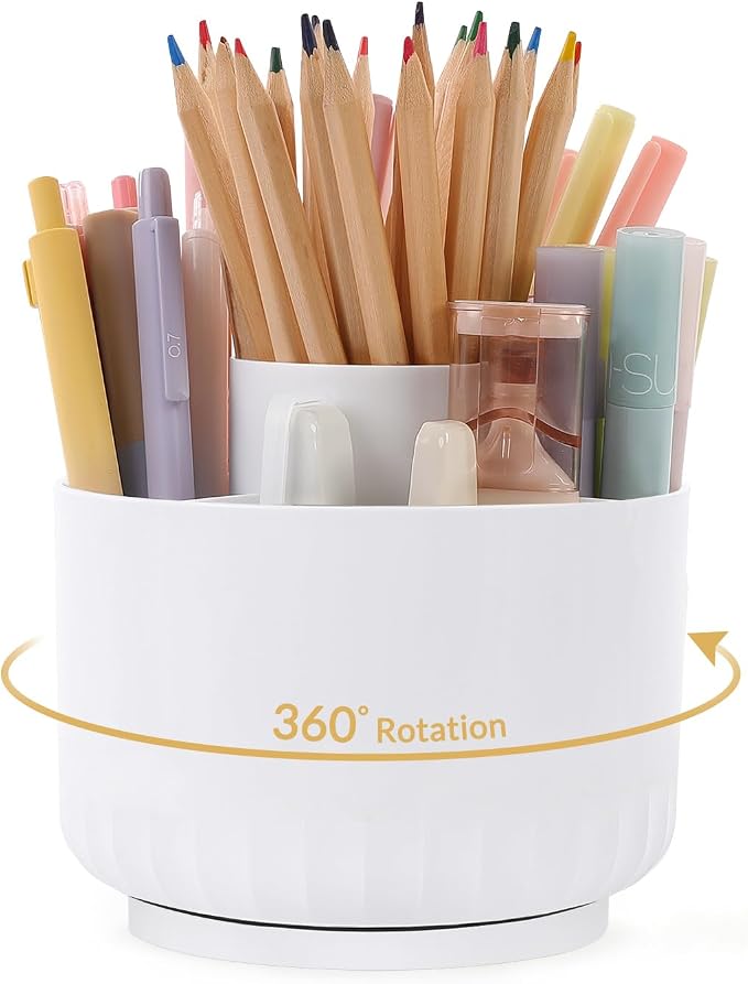 SKYDUE 360 Degree Rotating Desk Organizer, Dual-Purpose Pencil Pen Holder for Desk, Rotating Pencil Cup, Office Supplies, Desk Decor for Office, School, Home