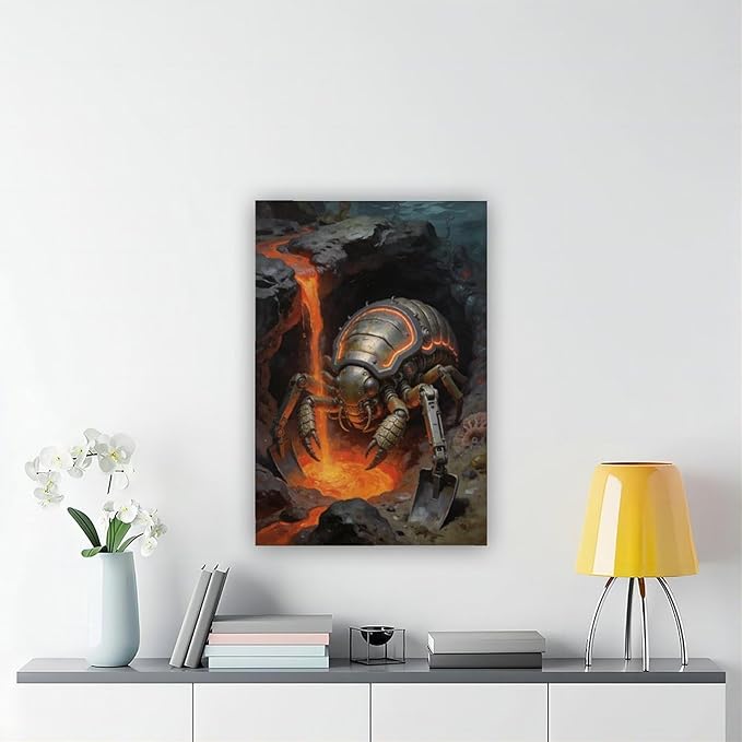 Framed Steampunk Mechanical Trilobite Wall Art - Volcanic Underwater Retro Poster for Garage Apartment Decor 20x30inch(50x75cm)