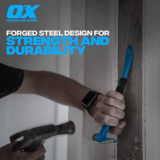 OX Tools OX-P083010 10" Cats Paw Pry Bar - Nail Puller Tool with Unique Hammer Head, Crowbar Rubber Grip, Polished Beveled Claws - Forged Steel Design for Strength and Durability