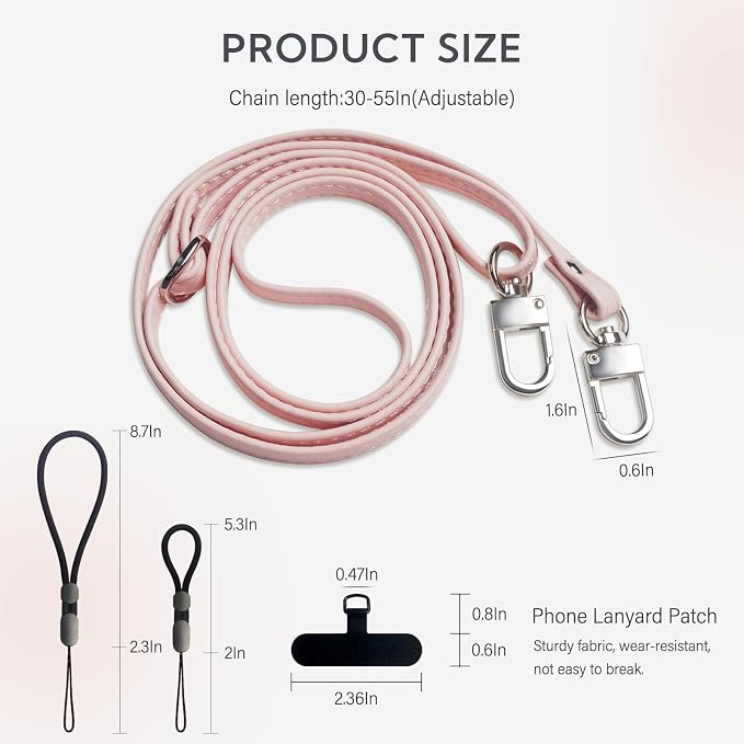 BFSD��DM Phone Crossbody Strap, Universal Crossbody Patch Phone Lanyards,Phone Lanyards for Around The Neck,Phone Strap,Compatible with Most Smartphones, (Pink)