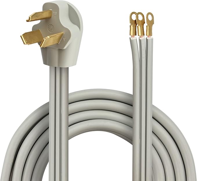 RVMATE 3 Prong SRDT Dryer Cord 5 Feet, 30 Amp Appliance Power Cord (NEMA 10-30P to 3-Wire), 3 Wires with O Ring Terminal Connectors, 100% Copper Wire, ETL Listed.