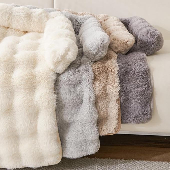 Waterproof Throw Blanket For Dogs & Indoor Cats,Dog Pad Washable Removable Couch Cover,Plush Long Fur Mat with Non Slip Silicone Base,Furniture Protector Gift for New Pet Parents,29.5"x29.5" (grey)