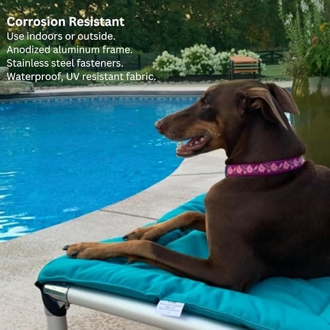 Kuranda Chewproof Elevated Pet Bed - Silver Aluminum - 44" x 27" - Sunsure Textilene - Sierra