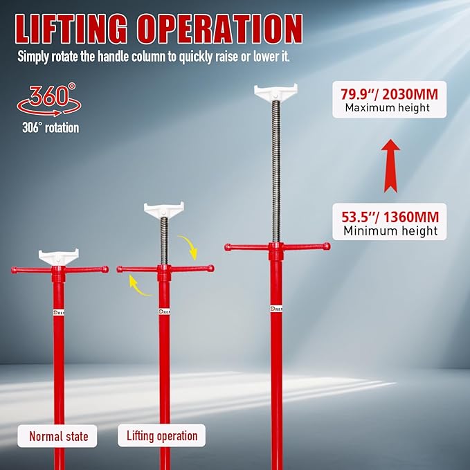 UnderHoist Support Stand, 3/4 Ton Capacity, Under Hoist Jack Stand Car Support, Lifting from 53.5 to 79.9 in,12 Inch Diameter Base, Self-Locking Threaded Screw, Heavy Duty Support Vehicle Components