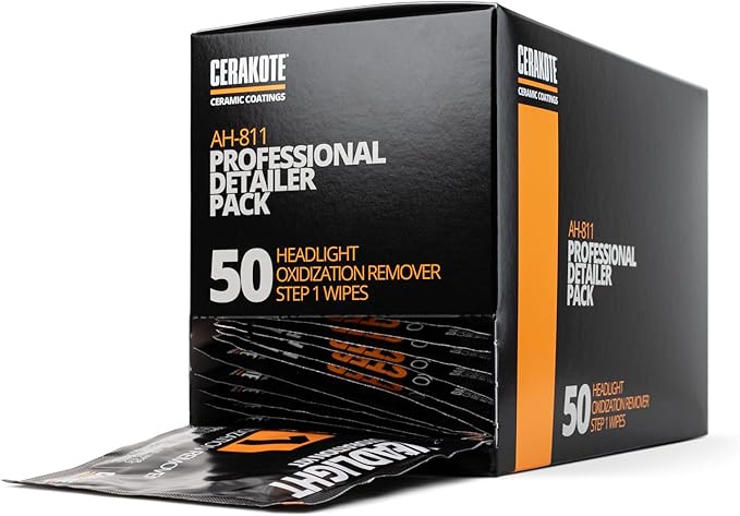 CERAKOTE�� Ceramic Headlight Restoration Professional Detailer Pack (50 Step 1 Oxidation Removing Wipes) - Easily Remove Oxidation from Old and Faded Headlights