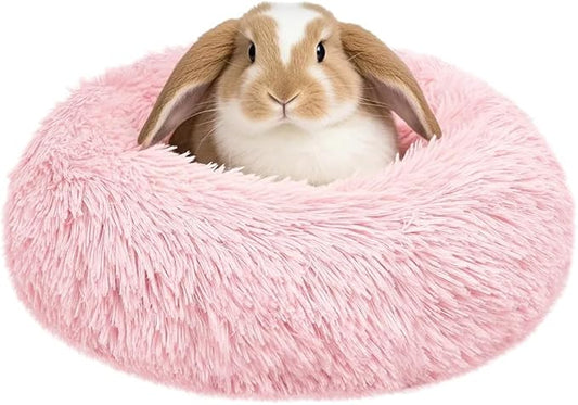 Bunny Rabbit Hideout Bed Small Animal Bedding Donut-Shaped Burrowing Pet Bed Soft and Warm Hideaway with Spandex and Fleece Bottoms Cozy Carrier, Cage Accessories