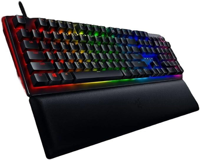 Razer Huntsman V2 Gaming Keyboard, Analog Optical Switches, Black | Adjustable Actuation, Rapid Trigger Mode, Dedicated Media Keys & Dial, Chroma RGB Lighting, Magnetic Plush Wrist Rest