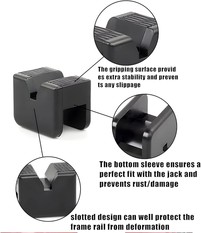 BELOMI Jack Stand Pads, 4 Pcs 3 Ton Jack Pad Adapter, Universal Rubber Slotted Frame Rail Pinch Welds Protector Pad for Jack Stand Support Lift, Car Accessories for Sedan, SUV and More