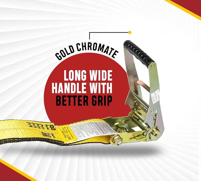 Mytee Products 10 Pack 2 Inch x 50 FT Heavy Duty Ratchet Straps with Double J Hooks | 10,000 lbs. Breaking Strength Yellow Tie Down Straps w/Wire Hooks for Industrial Use, Trailers, Truck & Cargo.