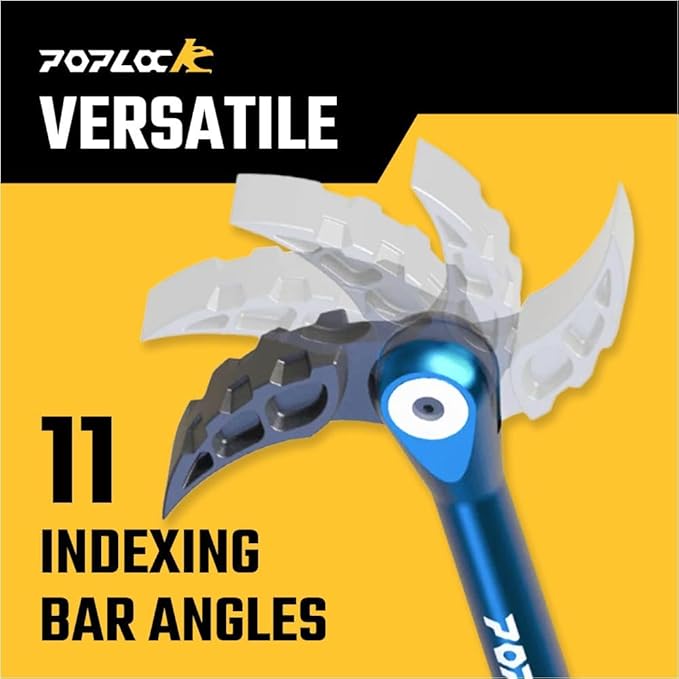 Poplock 3 Piece Indexing Pry Bar Set – Adjustable Automotive Pry Bars 8", 12" with 121 Positions Double Joint 17" | Heavy Duty Trim & Panel Removal Tool for Mechanics