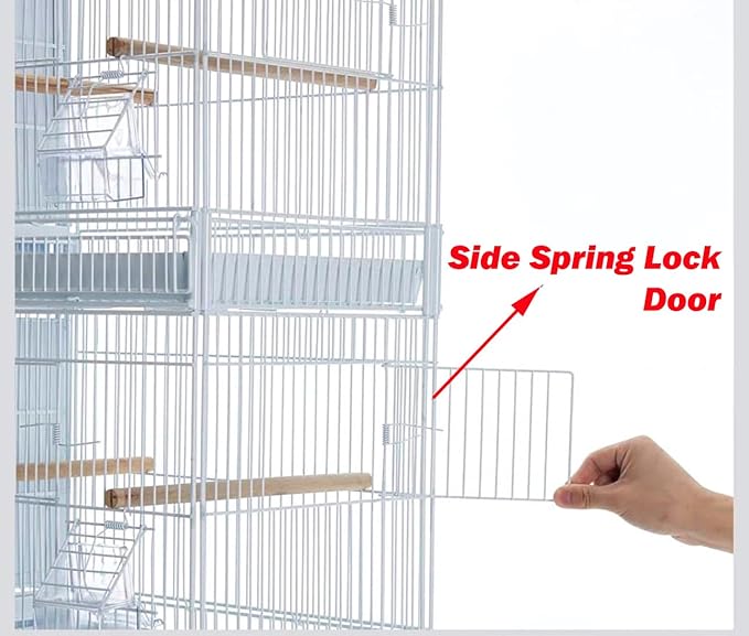 Extra Large 38"x11"x15"H Stackable Breeder Bird Flight Triple Cage Side Breeding Nest Box Door Double Removable Center Dividers with Removable Rolling Stand