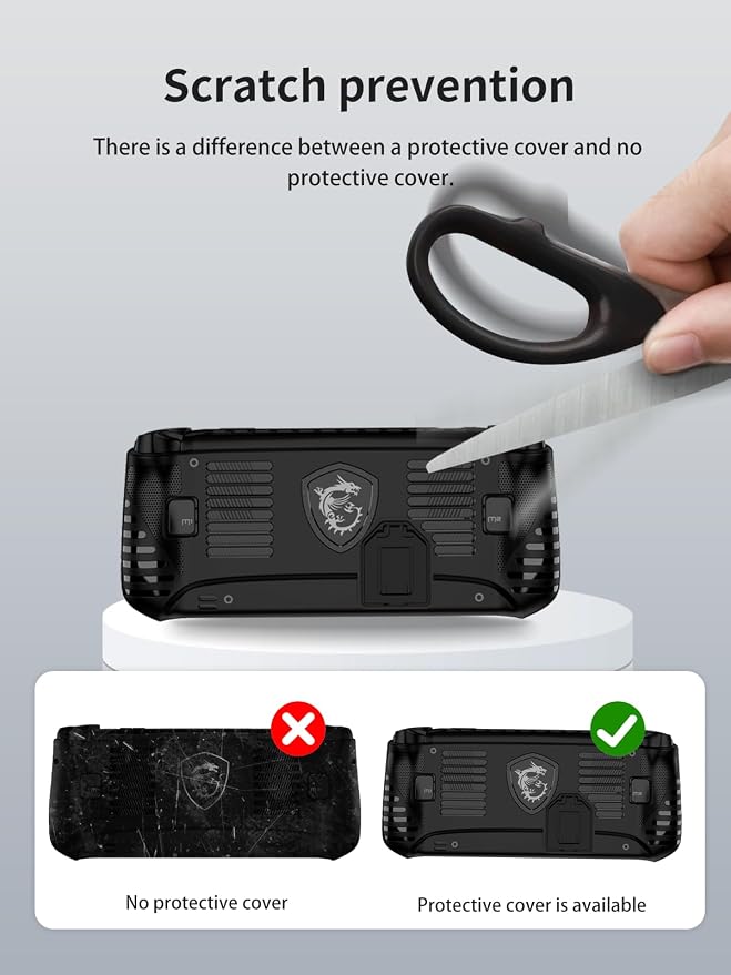 for MSI Claw 8 AI+ A2VM Silicone Grip Case ���Soft Skin Silicone Case Full Protective Case Cover with MSI Claw 8 AI+ A2VM-Black