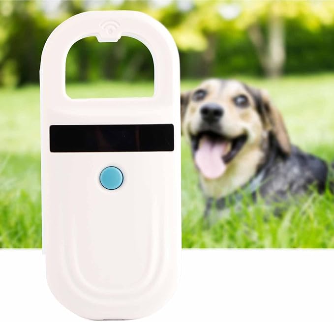 Goshyda Rechargeable Pet Microchip Scanner Portable OLED Display Animal Reader for FDXB and EMID Microchips, 5" USB Cable and User Manual Included, Ideal for Animal Management and Resource Management