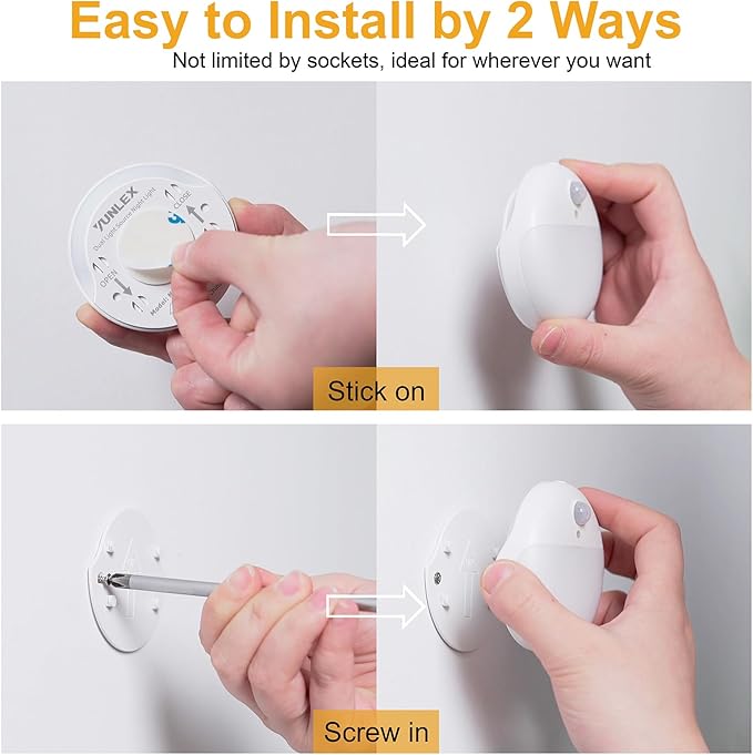 6 Pack Stair Lights Indoor, 2.6" Small Stick on Lights, Dimmable Motion Sensor Night Light, 3 Light Modes, Portable Battery Night Light for Corners, Cabinet, Toilet, Bedroom, Kids, Warm White