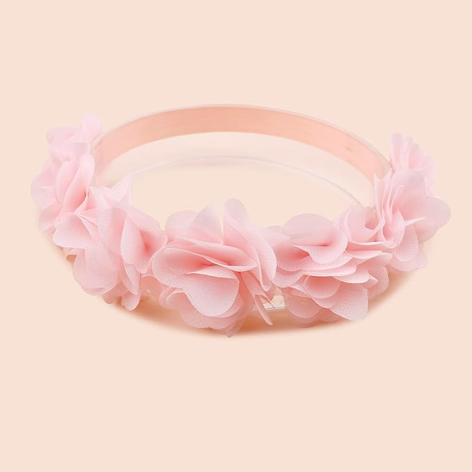 cherrboll 3pcs Baby Girl Headbands Flowers, Super Soft & Stretchy Nylon Floral Hairbands for Newborn Toddler