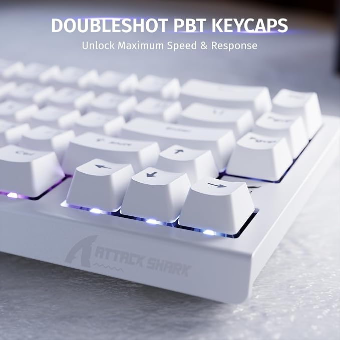ATTACK SHARK X68 HE RT Mechanical Gaming Keyboard 60% Wired TKL-White | Adjustable Actuation,Hall Effect Magnetic Switch,8KHz Polling Rate,RGB Backlit,Top Mount, Web Driver for PC Mac Esport Gamer
