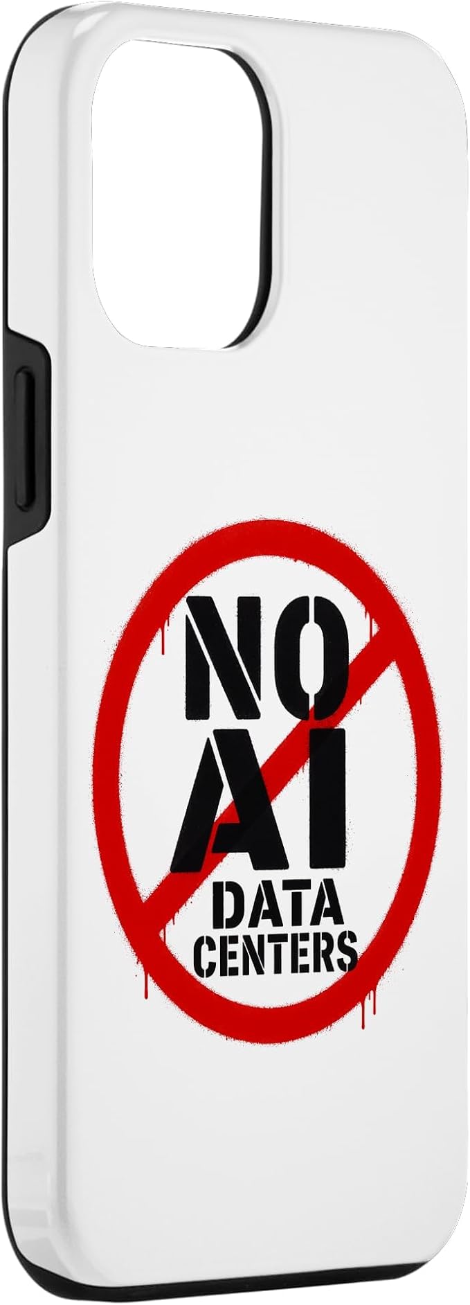 No AI Data Centers ��� Simple Minimal Spray Paint Style Text Case for iPhone 12 Pro Max