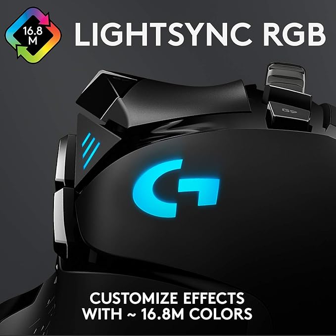 Logitech G502 Hero Wired Gaming Mouse - Black | High performance, 25,600 DPI, RGB, adjustable weights, 11 programmable buttons, on-board memory, PC/Mac