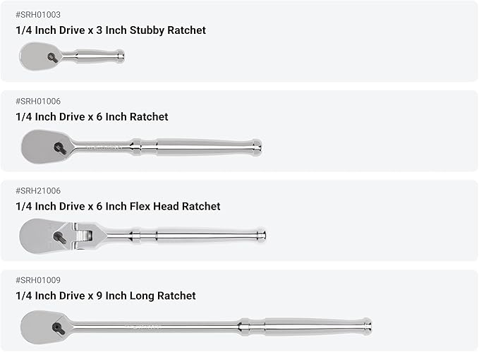 TEKTON 1/4, 3/8, 1/2 Inch Drive Non-Quick-Release Ratchet and Breaker Bar Set (15-Piece) | SDR99901