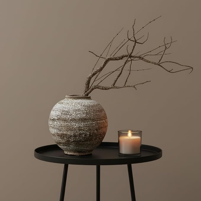 DIF DECO Ceramic Farmhouse Vase Rustic Decor,Pottery Decorative Flower Vases for Home Decor,Boho Vase for Table, Living Room,Bathroom,Shelf,Mantel Decoration,5.5 inch