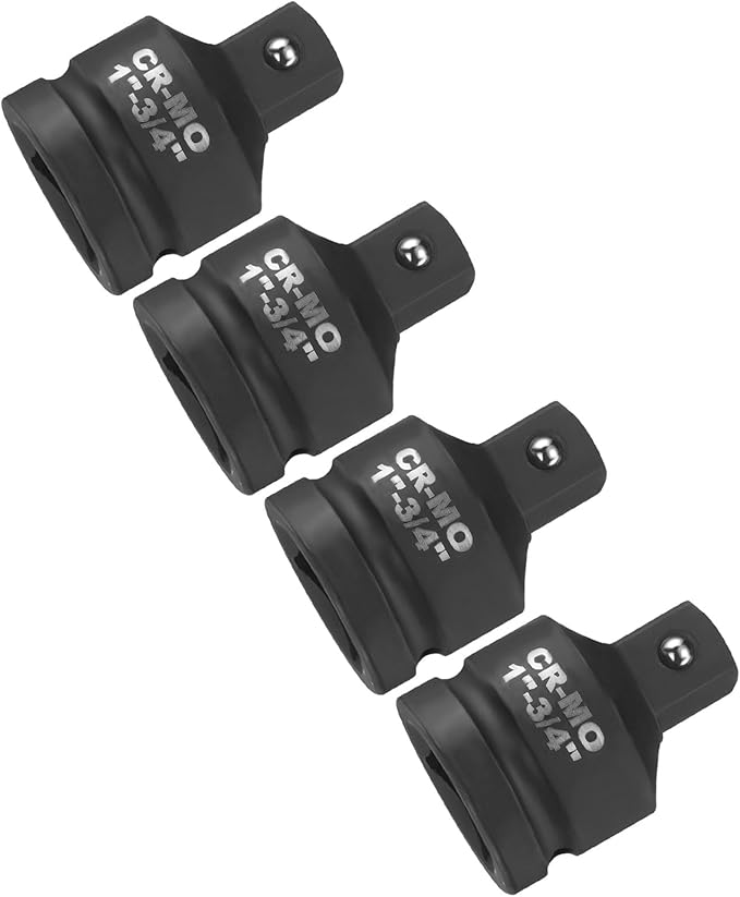 HARFINGTON 4pcs Impact Socket Adapter 1" Female to 3/4" Male Square Drive Reducer Standard SAE CR-MO Steel Converter Impact Driver Ratchet Wrench Breaker Bar Conversion, Black