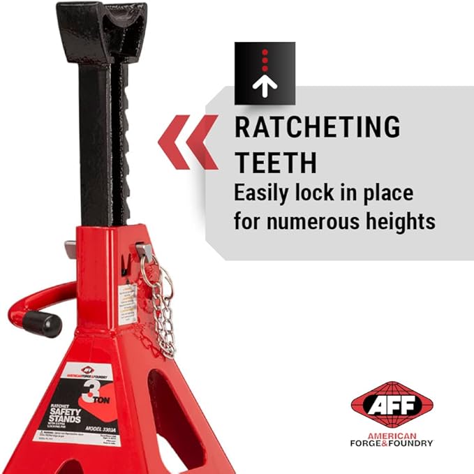 AFF 3 Ton Jack Stand Set - Heavy Duty Ratchet Style Jack Stands - Pair