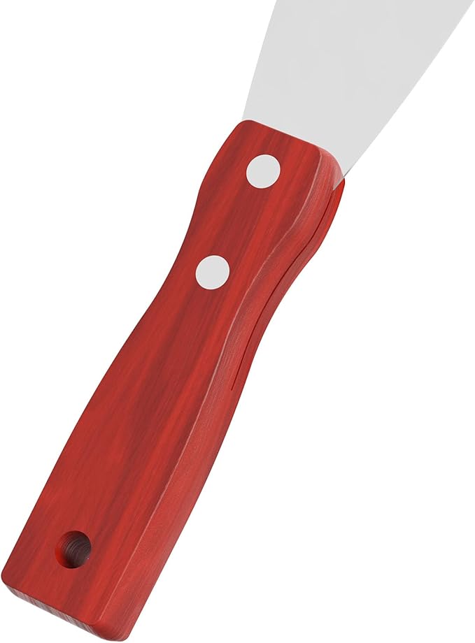 Putty Knife, 2PCS 2 Inch Stainless Steel Scraper Tool, Wooden Handle Metal Spackle Knives for Drywall, Decals, Wall Paper, Floor Tile, Patching, Painting, Taping, Scraping Coating