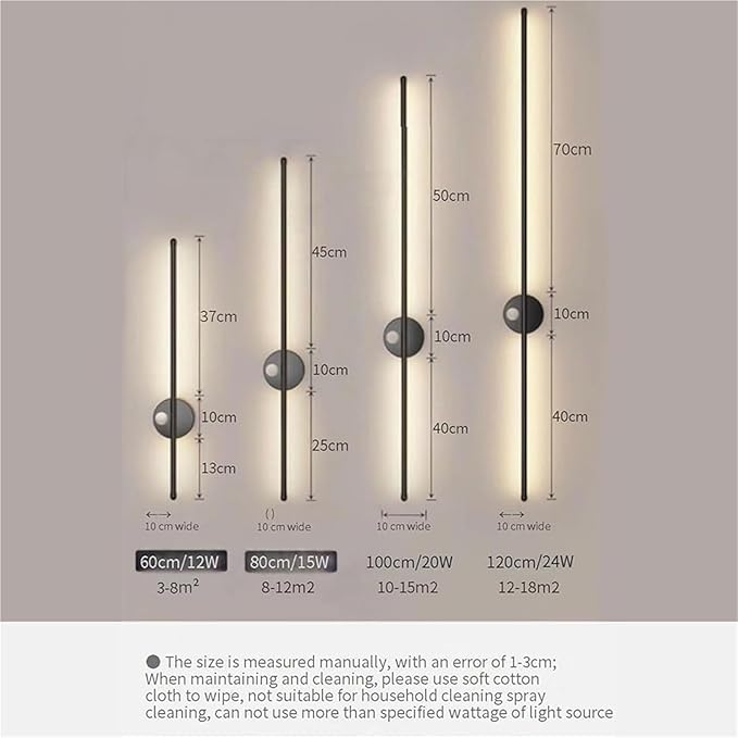 LED Long Strip Wall Lights with Motion Sensor Wall Lamp 3000K/4000K/6000K Wall Modern Simple Aluminum Mounted Indoor Bedside Decoration Light Living Room(Gold White Light,100cm)