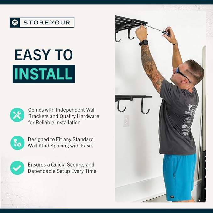 StoreYourBoard Heavy Duty Garage Shelf Wall Mount 1ft x 4ft – Wall-Mounted Shelving for Storage & Organization – Heavy Duty Garage Shelves for Tools, Bins, & Equipment – Holds 400 lbs – Black