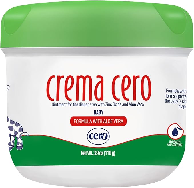 Crema Cero Diaper Rash Cream for Baby With Zinc Oxide and Aloe Vera – High-Strength Diaper Cream for Quick Relief and Protection – Hydrating and Soothing Baby Balm – Aloe Vera 3.9 oz