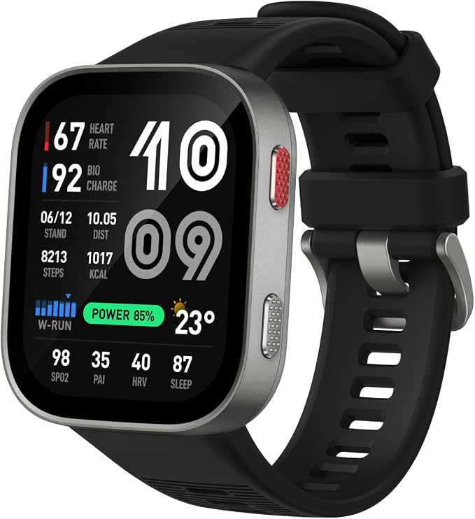 Amazfit Bip Max 50mm Smartwatch, 2.07" AMOLED Display, 20 Days of Battery, GPS, 4GB Storage, Offline Maps, Fitness Tracker, Hybrid Training, 150+ Sports, HYROX Mode, 5 ATM for Android & iPhone, Silver
