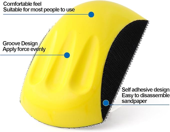 2PC 6" Hand Sanding Block Hook & Loop Backing Pad Sandpaper Holder Hand Grinding Block