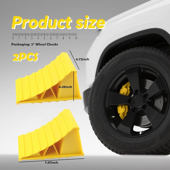 Wheel Chocks for Trailer 2 Pack,Non-Slip Heavy Duty Wheel Chocks for Parking Safety,Universal Triangular Tire Blocks Car Accessories for Most Trailers/RVs/Campers