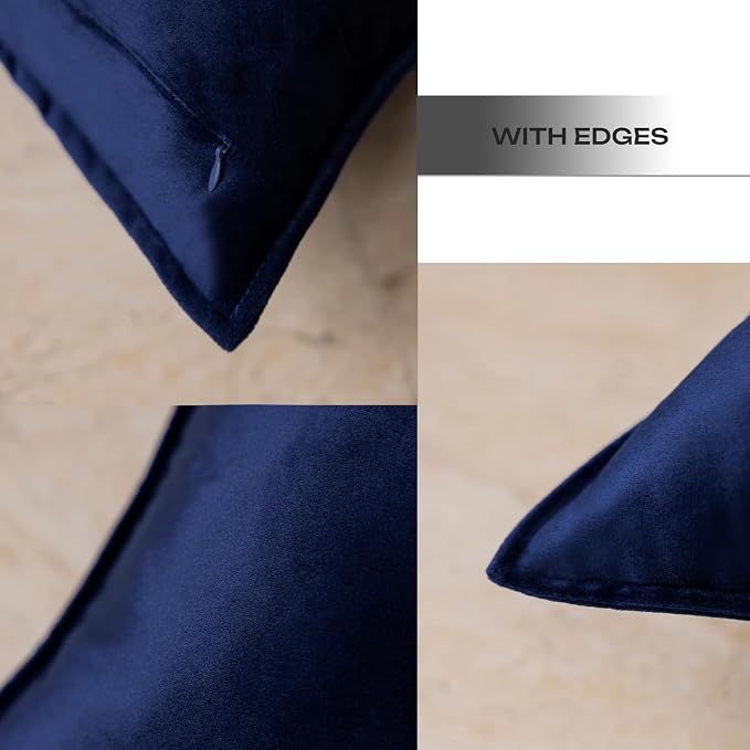 Velvet Navy Blue Throw Pillow Covers 22”x22”Pack of 2 Soft Decorative | Square Cushion Covers for Couch Sofa Bed Livingroom Car Home Decor,55x55Cm