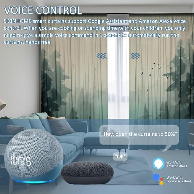 Ripple Fold Curtain Track, Automatic Curtain Opener WiFi Smart Curtains Motorized Track System, Hidden Ceiling Mount, App Voice Remote Control, Work with Alexa & Google Home (4 meters (157.4 inches))