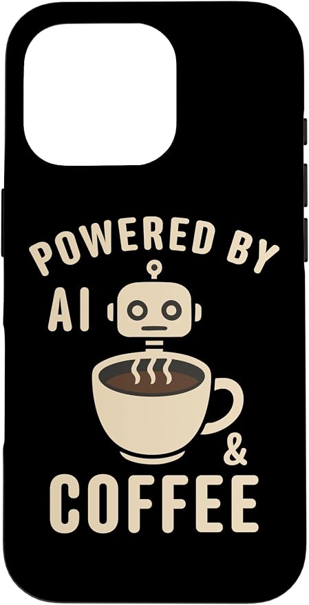 Powered by AI and Coffee Robot Case for iPhone 16 Pro
