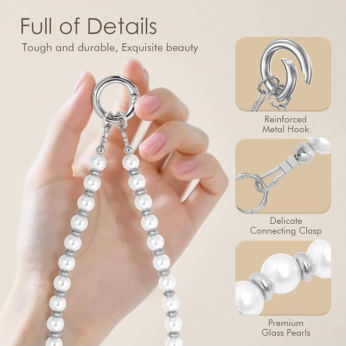 SURPHY Phone Charm, Handmade Beaded Phone Wrist Strap with Tether Tab | Phone Charm Strap, Phone Chain with Premium Metal Buckle, Wrist Strap Fits Cellphone Cases, Wallets, Bags, Keys