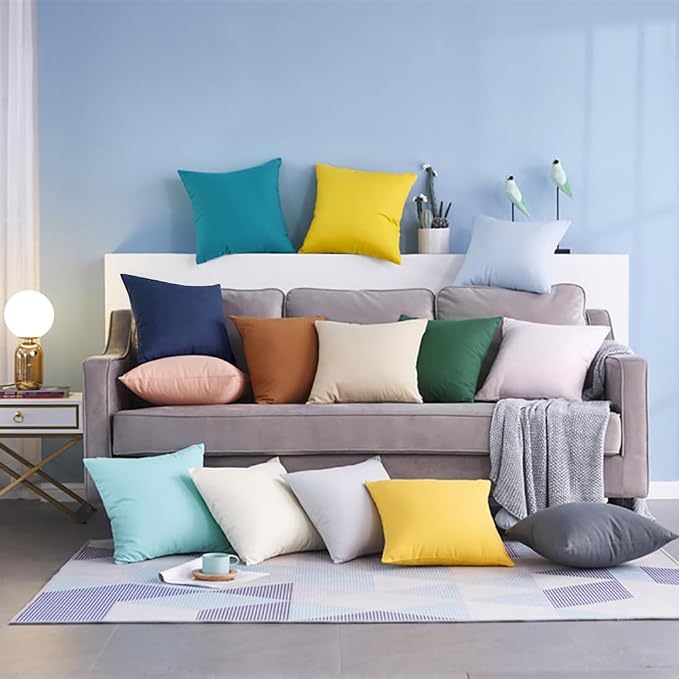 Thmyo 4-Pack 100% Cotton Comfortable Solid Decorative Throw Pillow Case Square Cushion Cover Pillowcase Sublimation Blank Pillow Covers Christmas DIY Throw Pillowcase(16x16inch/40x40cm,Midnight Blue)