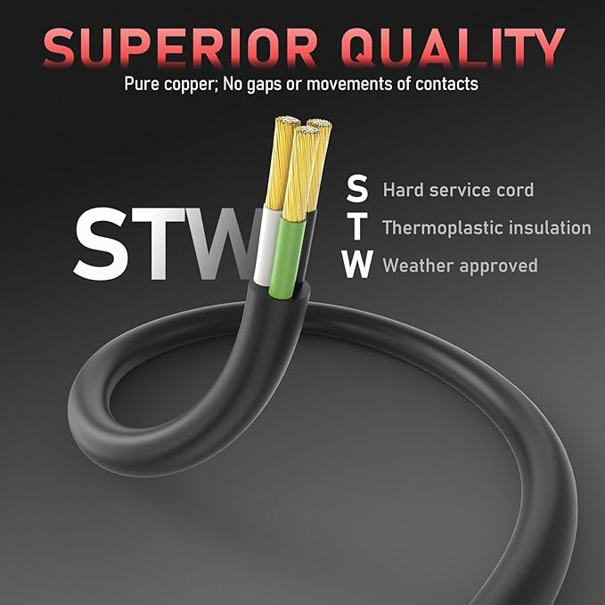YESWELDER 50ft 250 Volt Welder Extension Cord 10 AWG Power Extension for Welding Machines, NEMA 6-50P to 6-50R