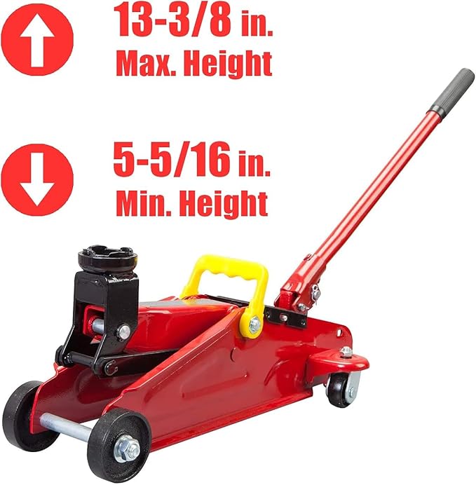 BIG RED T82001S Torin Hydraulic Trolley Service/Floor Jack Combo with 2 Jack Stands and Blow Mold Carrying Storage Case, 2 Ton (4,000 lb) Capacity, Red