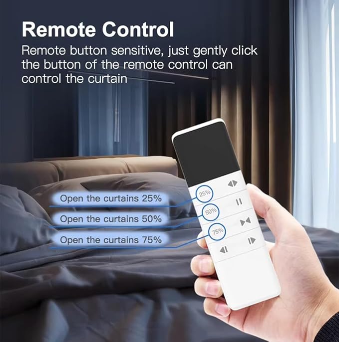 Mini RS485 Smart Curtain System, Pre-Assembled S-Fold Automatic Curtain Opener with Remote, 1.8N Quiet Motorized Curtain Track for Home & Office (2.0 meters (78.7 inches))