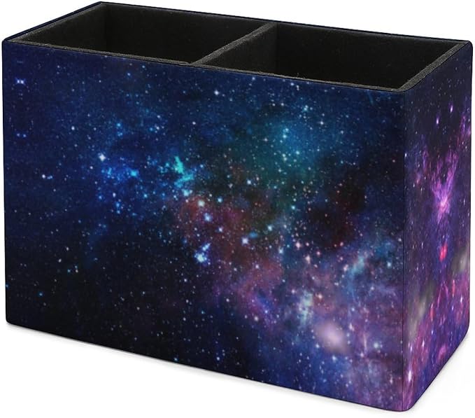 Pen Holder, Pencil Holder for Desk Organizer, Nebula Deep Space Galaxy PU Leather Pencil Cups Desktop Stationery Storage Makeup Brush Holder Pen Organizer for Office Home