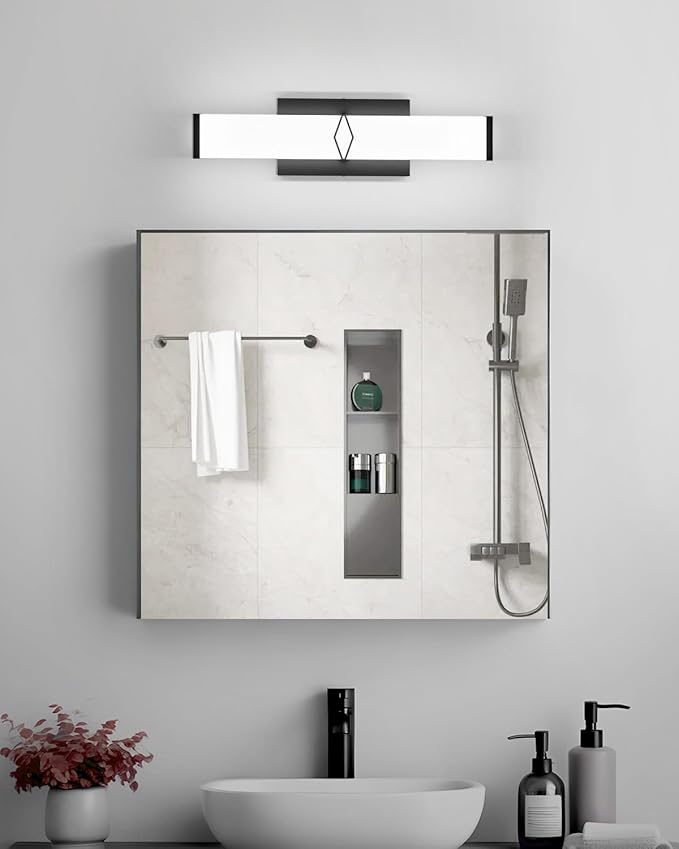 Bathroom Light Fixtures,Modern Bathroom Vanity Light,24.6inch Dimmable 25W 2700lm Black LED Vanity Lights Bar Over Mirror,5700K LED Lighting Fixture,ETL Certified